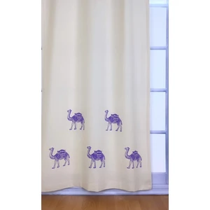 Pamukidea Deve Baskılı %100 Pamuklu Sade Düz Keten + Tahta Baskı Güneşlik Buldan - Bodrum Perdesi