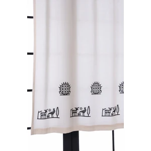 Pamuk İdea Hitit Geyik ve Güneşi Baskılı %100 Pamuklu Düz Keten + Tokat Taş Tahta Baskı Güneşlik Buldan Perdesi