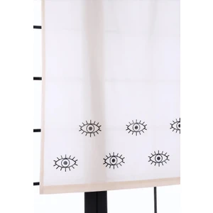 Pamukidea Göz Baskılı %100 Pamuklu Sade Düz Keten + Tahta - Taş Baskı Güneşlik Buldan - Bodrum Perdesi