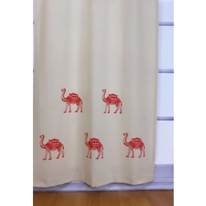 Pamuk İdea Deve Baskılı %100 Pamuklu Sade Düz Keten + Tahta Baskı Güneşlik Buldan - Bodrum Perdesi