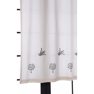 Pamuk İdea Ağaç ve Kuşlar Baskılı %100 Pamuklu Sade Düz Keten + Tahta Baskı Güneşlik Buldan - Bodrum Perdesi