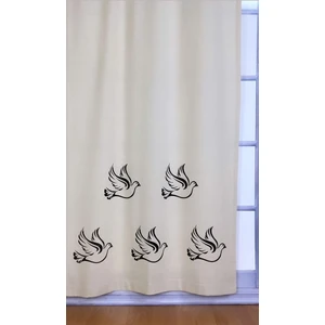 Pamuk İdea Siyah Uçan Kuş Baskılı %100 Pamuklu Düz Keten + Tokat Taş Tahta Baskı Güneşlik Buldan Bodrum Perdesi