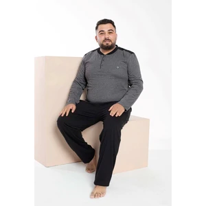 Erkek Büyük Beden 3 Düğme %100 Pamuk Cepli Mevsimlik Pijama Takımı