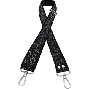 Angel Çanta Aksesuar 120X3 cm Polyester Kolon Çanta Sapı Siyah Gümüş Simli Gümüş Metalli