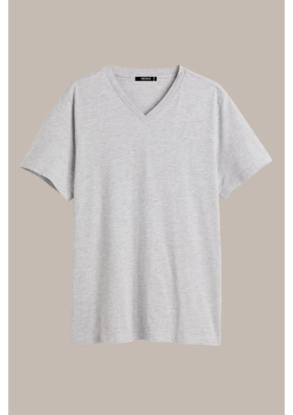 Erkek Çok Renkli T- Shirt Regular Fit Rahat Kesim V Yaka 4'lü Basic Tişört Paketi