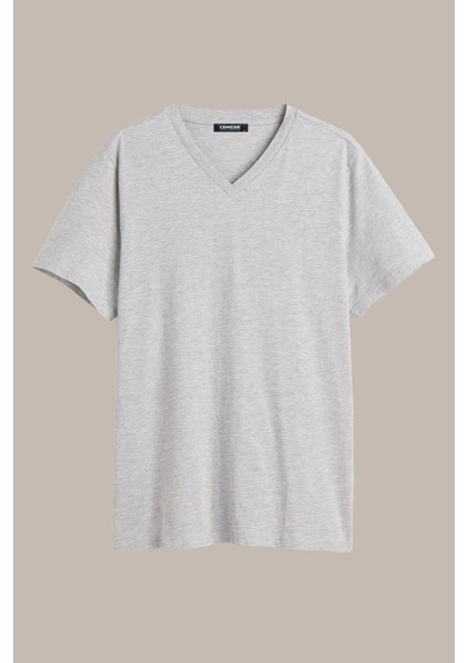 Erkek Çok Renkli T- Shirt Regular Fit Rahat Kesim V Yaka 3'lü Basic Tişört Paketi fırsatları