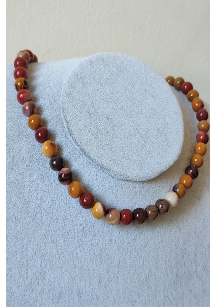 8 mm Mokait Jasper Doğaltaş Kolye