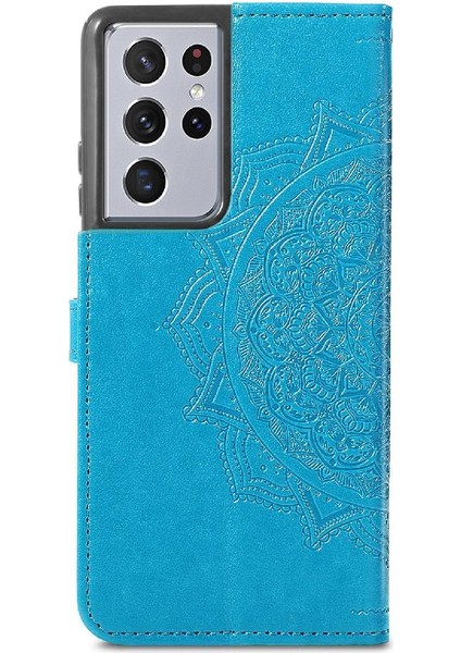 Samsung S21 Ultra Flip Kapak Için Zarif Desen Deri Kılıf (Yurt Dışından)