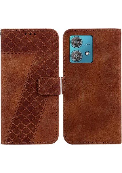 Motorola Kenar 40 Neo Kabartmalı Desen Pu Deri Flip Folio Kapak Kılıf (Yurt Dışından)