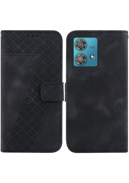 Motorola Kenar 40 Neo Kabartmalı Desen Pu Deri Flip Folio Kapak Kılıf (Yurt Dışından)