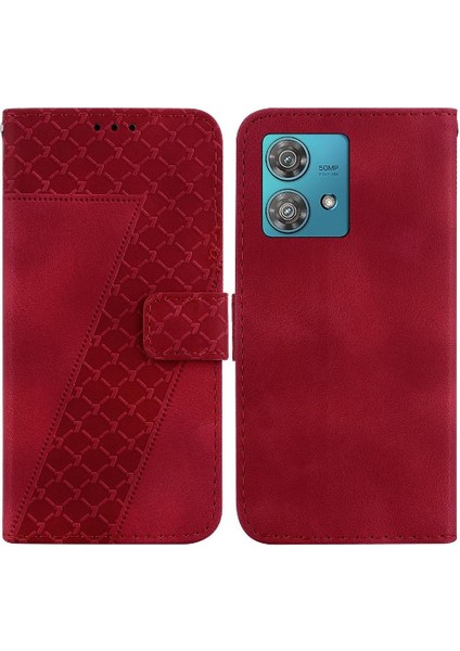 Motorola Kenar 40 Neo Kabartmalı Desen Pu Deri Flip Folio Kapak Kılıf (Yurt Dışından)