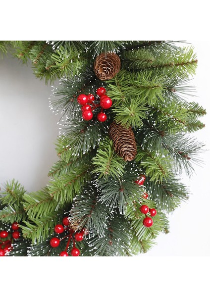 Silhouette Noel Çelenk Çam Iğnesi Kırmızı Meyve Dekoratif Çelenk Pencere Düzenlemesi Ön Kapı Pencere Asılı Çelenk 40 cm (Yurt Dışından)