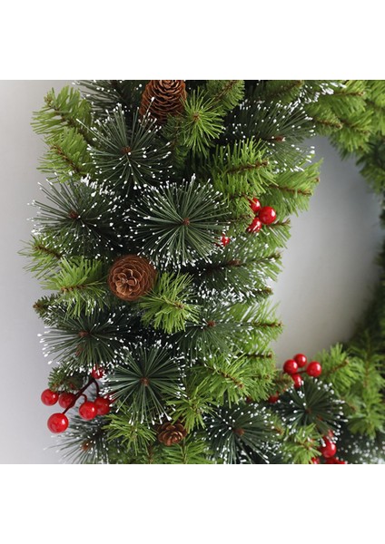 Silhouette Noel Çelenk Çam Iğnesi Kırmızı Meyve Dekoratif Çelenk Pencere Düzenlemesi Ön Kapı Pencere Asılı Çelenk 40 cm (Yurt Dışından)