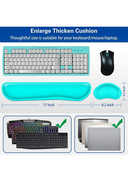 Klavye Bilek Desteği, Bellek Köpük Fare Bilek Desteği, Ergonomik Klavye Bilek Desteği Pu Deri Destek Pedi (Yurt Dışından)