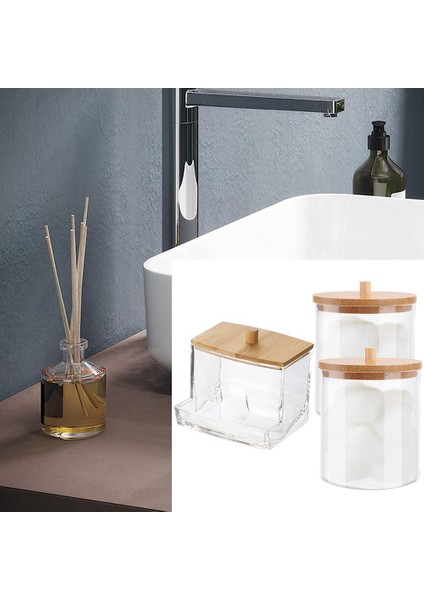 Silhouette Bambu Kapaklı Pamuklu Çubuk Saklama Kutusu Banyo Kabı, Pamuk Topu/çubuk Dispenseri, Kavanoz Saklama Kutusu (Yurt Dışından) modelleri