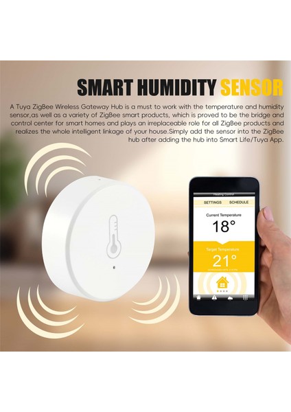 Silhouette Tuya Smart Zigbee 3.0 Akıllı Sıcaklık ve Nem Sensörü Tuya Smart Life Uygulaması ile Pille Çalışan Güvenlik Alexa(B) (Yurt Dışından)