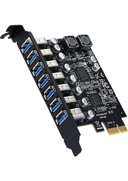Silhouette USB 3.2 Pci Express Adaptörü Pci E - 7 Bağlantı Noktası Usb3 Gen1 Genişletme Adaptör Kartı Pci-E Genişletici Pci Express Kartı (Yurt Dışından)