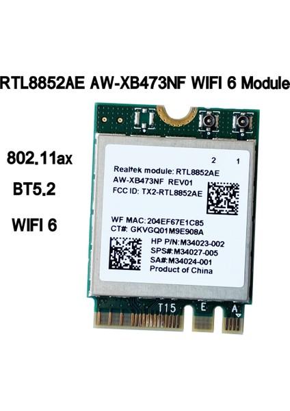 Silhouette 2.4g 5g 802.11AC/AX Kablosuz Modül AW-XB473NF RTL8852AE RTL8852 Wifi 6 -Mımo Ağ Kartı Bluetooth 5.2 Win 10 Için (Yurt Dışından)
