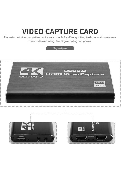Silhouette Ses Video Yakalama Kartı, 4K USB 3.0 Yakalama Adaptörü Oyun Akışı Canlı Yayın Video Kaydı Için Video Dönüştürücü (Yurt Dışından)