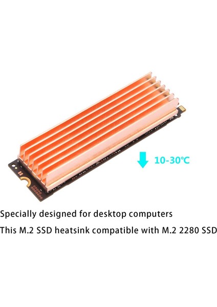 M.2 Soğutucu Saf Bakır Nvme M2 2280 SSD Dıy 7 Yüzgeçleri Soğutucu Termal Pedli Masaüstü Bilgisayar Için (2 Adet) (Yurt Dışından)