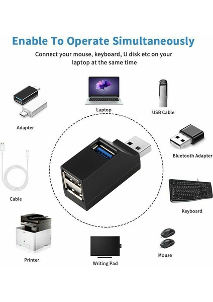 Silhouette 2 Adet 3-Port USB Hub Mini Usb3.0 Yüksek Hızlı Hub Dağıtıcı Kutusu Pc Dizüstü Bilgisayar Için U Disk Cep Telefonu Kart Okuyucu (Yurt Dışından)