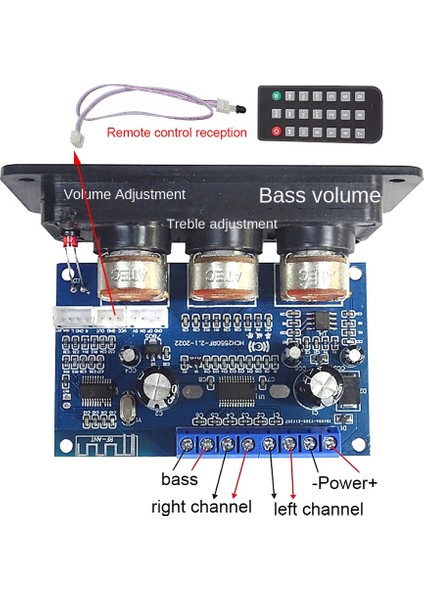 Silhouette Uzaktan Kumandalı 2.1 Kanal Dijital Güç Amplifikatörü Kartı 2X25W+50W Bt5.0 Subwoofer D Sınıfı Amplifikatör Kartı DC12-20V (Yurt Dışından)