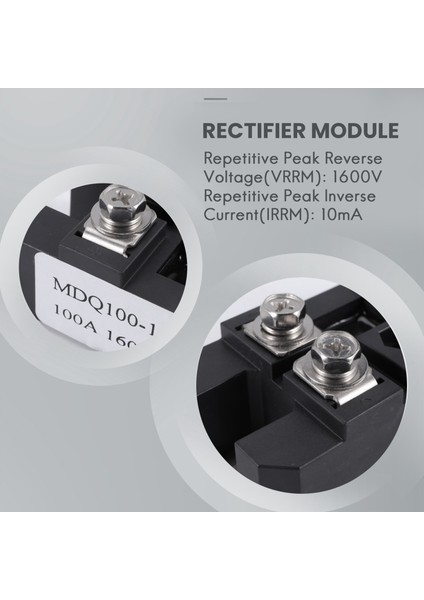 Mdq 100A-1600V Siyah Tek Fazlı Diyot Köprü Doğrultucu 100A Amp Yüksek Güç 1600V (Yurt Dışından)