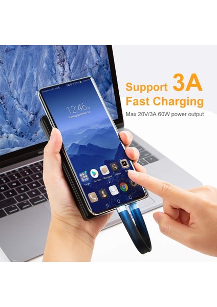 4K Usb-C 3.1 Gen 2 Kablo 10G Emark Çip Kısa Tip C Usb-C - Usb-C Video Senkronizasyon Şarj Kablosu Pd 60W 4K Video (Yurt Dışından)
