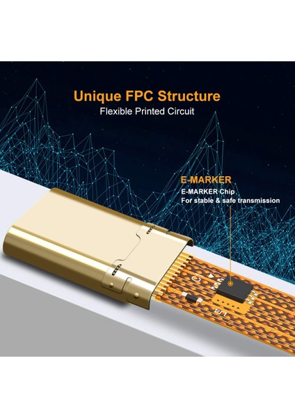 4K Usb-C 3.1 Gen 2 Kablo 10G Emark Çip Kısa Tip C Usb-C - Usb-C Video Senkronizasyon Şarj Kablosu Pd 60W 4K Video (Yurt Dışından)