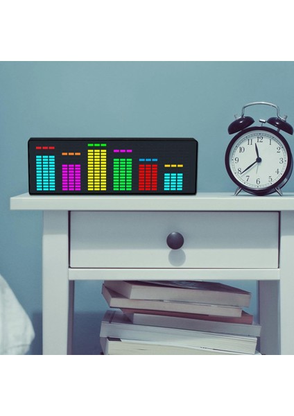 Silhouette LED Müzik Spektrum Ritim Işıkları Ses Sensörü 1624 Rgb Saat Göstergeli Atmosfer Seviyesi Göstergesi (Tel Kontrolü) (Yurt Dışından)