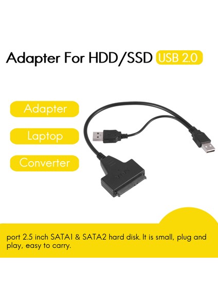 Silhouette USB 2.0 - Ide Sata S-2.5/3.5 Inç Adaptör Hdd/ssd Dizüstü Bilgisayar Sabit Disk Sürücüsü Dönüştürücü Kablosu (Yurt Dışından)