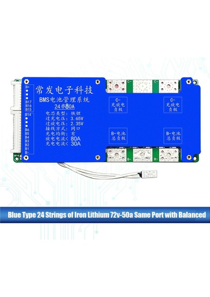 Silhouette 24S 72V 80A Lifepo4 Pil Koruma Kartı Eşitleme Sıcaklık Kontrolü ile Aynı Bağlantı Noktası Bms Pil Kartı (80A) (Yurt Dışından)