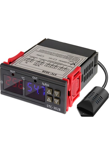 Silhouette Dc 12V Çift Dijital Termostat Sıcaklık Nem Kontrolü Termometre Higrometre Kuluçka Denetleyicisi STC-3028 (Yurt Dışından)