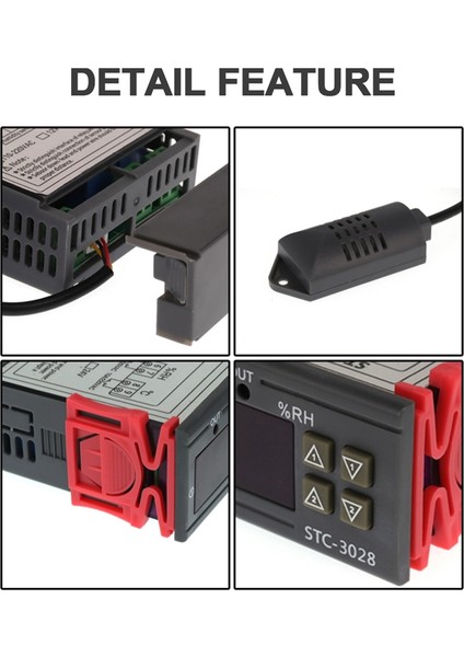 Silhouette Dc 12V Çift Dijital Termostat Sıcaklık Nem Kontrolü Termometre Higrometre Kuluçka Denetleyicisi STC-3028 (Yurt Dışından)