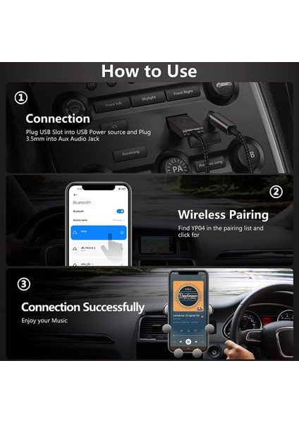 Silhouette Aux - Bluetooth 5.1 Adaptörü 3,5 mm Bluetooth Alıcısı, Dahili Mikrofon, Araç Hoparlörleri ve Ev Ses Sistemleri Için (Yurt Dışından)