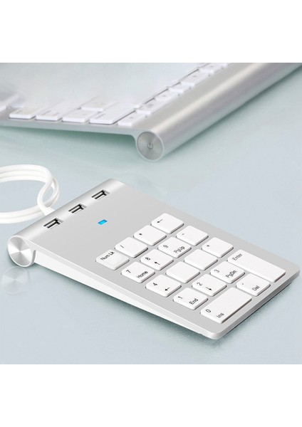 Silhouette Mini Sayısal Tuş Takımı Klavye 18 Tuşları Sayısal Tuş Takımı Numpad Numarası Pad ile 3 Portlu USB Hub Dizüstü Masaüstü Bilgisayar Için (Yurt Dışından)
