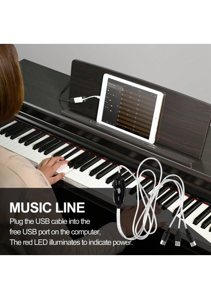 Silhouette USB In-Out Mıdı Kablo Dönüştürücü Pc'den Müzik Klavyesi Adaptör Kablosuna (Yurt Dışından)