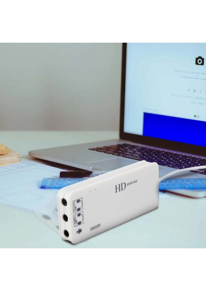 Silhouette 3 Port USB 2.0 Hub Harici 7.1ch Ses Kartı Kulaklık Mikrofon Adaptörü Pc Beyaz (Yurt Dışından)