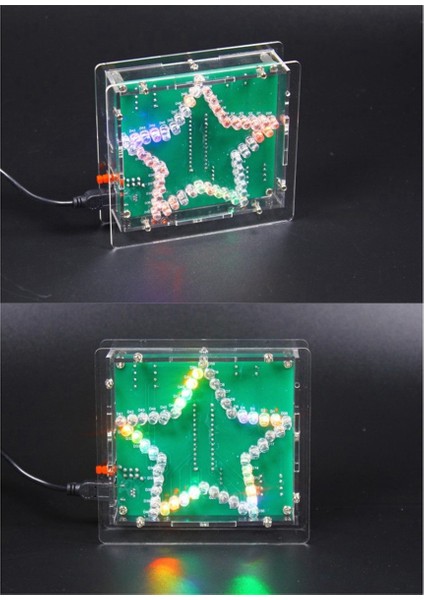 Silhouette Dıy Elektronik Kiti Lehimleme Paketi Renkli Beş Köşeli Yıldız LED Yanıp Sönen Kayan Işık Devre Kartı Kiti, Kabuksuz (Yurt Dışından)