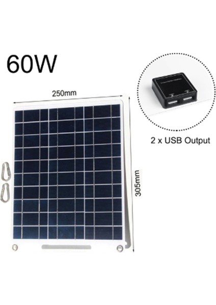 Silhouette 60W Güneş Panelı Taşınabilir 5V Çift USB Hızlı Şarj Paneli Kiti Açık Acil Şarj Pil Seyahat Telefonu Şarj Cihazı (Yurt Dışından) fiyatları