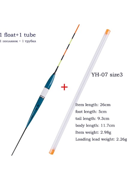 Yh-07 Boyut 3 Stili 1 Parça Elektrikli Balıkçılık Şamandıraları + 1 Şamandıra Tüpü Balsa Gece Aydınlık Bobber Tatlı Su Şamandırası Sığ Su Pilsiz Mücadele (Yurt Dışından)