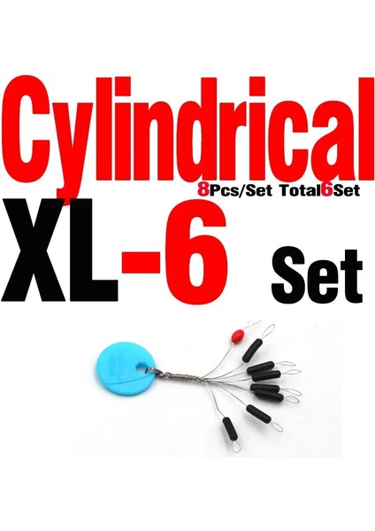 Silindirik Xl 6set Stili Mnft 6 Setlot (48 Adet) Kauçuk Space Beaze Siyah Oval Stoper Balıkçılık Bobber Dikey Fasulye Sazan Olta Takımı Kolay Kullanım (Yurt Dışından)