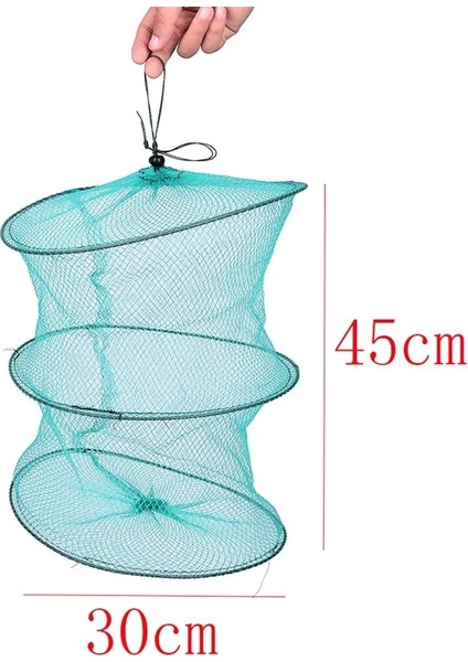 Sarı Stil Katlanır Yuvarlak Metal Çerçeve Naylon Örgü Yengeç Balık Istakoz Karides Karides Yılan Balığı Canlı Tuzak Net Yem Balık Ağı (Yurt Dışından)