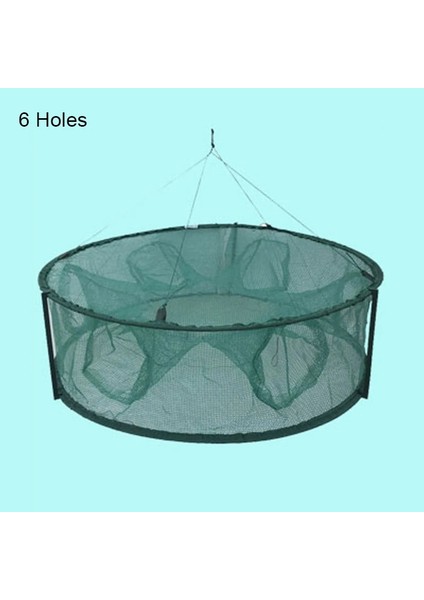 6 Delik Stili Otomatik Balık Ağı Tuzak Kafesi Yengeç Kerevit Istakoz AUG889 Için Yuvarlak Şekil Açma (Yurt Dışından)