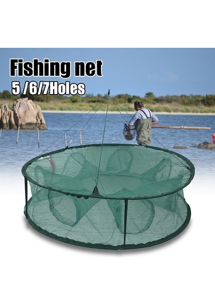 6 Delik Stili Otomatik Balık Ağı Tuzak Kafesi Yengeç Kerevit Istakoz AUG889 Için Yuvarlak Şekil Açma (Yurt Dışından) fiyatları