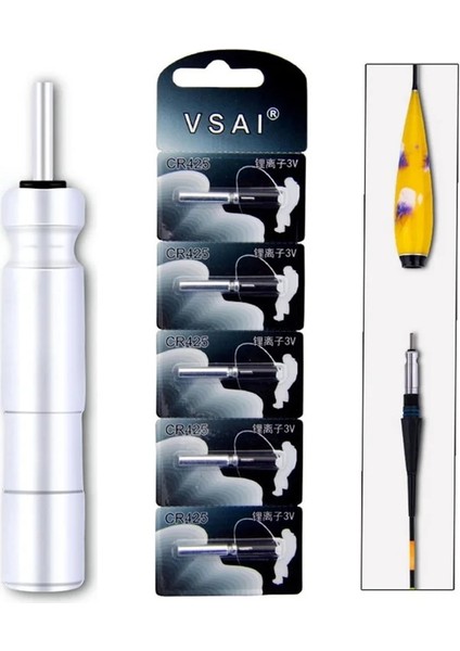 B4 Stili 5pcslot CR425 Piller Balıkçılık Şamandıra 3 V Gece Lambası Lityum Ell LED Balıkçılık Şamandıra Balıkçılık Araçları Takımları (Yurt Dışından)