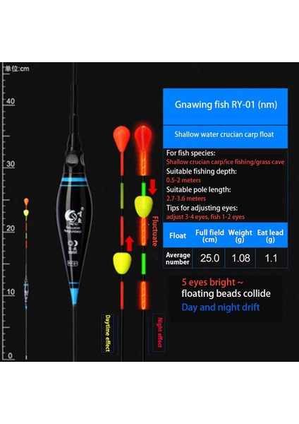 Ry-01 Stili Elektronik Balık Tutma Şamandıraları Göz Alıcı Boncuk Yüzen Top Kayma Sürüklenme Tüpü Şamandıra Nano Bobber Uzun Kuyruk LED Işık Şamandıra Strike (Yurt Dışından)