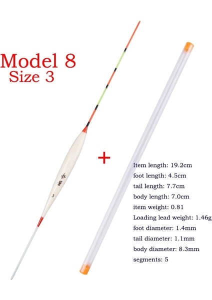 Model8 Size3 1 Parça Tarzı 1 Parça Tatlı Su Balıkçılık Şamandıra + 1 Parça Hediye Tüpü Sığ Su Balsa Bobber Crucian Şamandıra Balıkçılık Takımları Araçları Aksesuarları (Yurt Dışından)