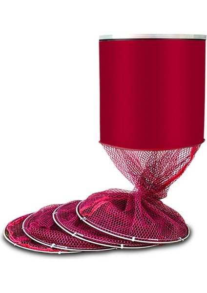 Şarap Kırmızısı 25 250CM Stili Katlanabilir Naylon Paslanmaz Çelik Balık Yakalama Net Tuzak Balıkçılık Kafesi Örgü Sepet (Yurt Dışından)