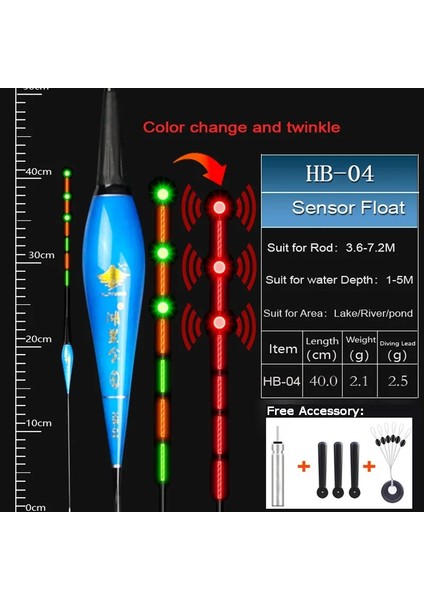 HB04 1 Parça Tarzı Hljfıshıng Balıkçılık Şamandıra Elektrikli Şamandıra Yerçekimi Sensörü Akıllı Ic Dahili Balık Yemleri Anten Renk Değiştirme LED Işıklı Şamandıra (Yurt Dışından)